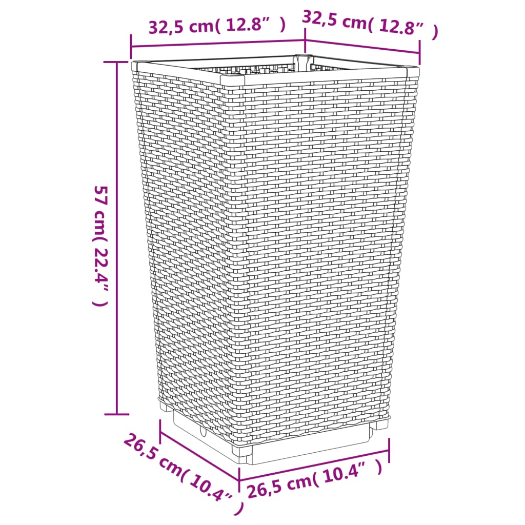 vidaXL Plantenbakken 2 st 32,5x32,5x57 cm polypropeen blauwgrijs