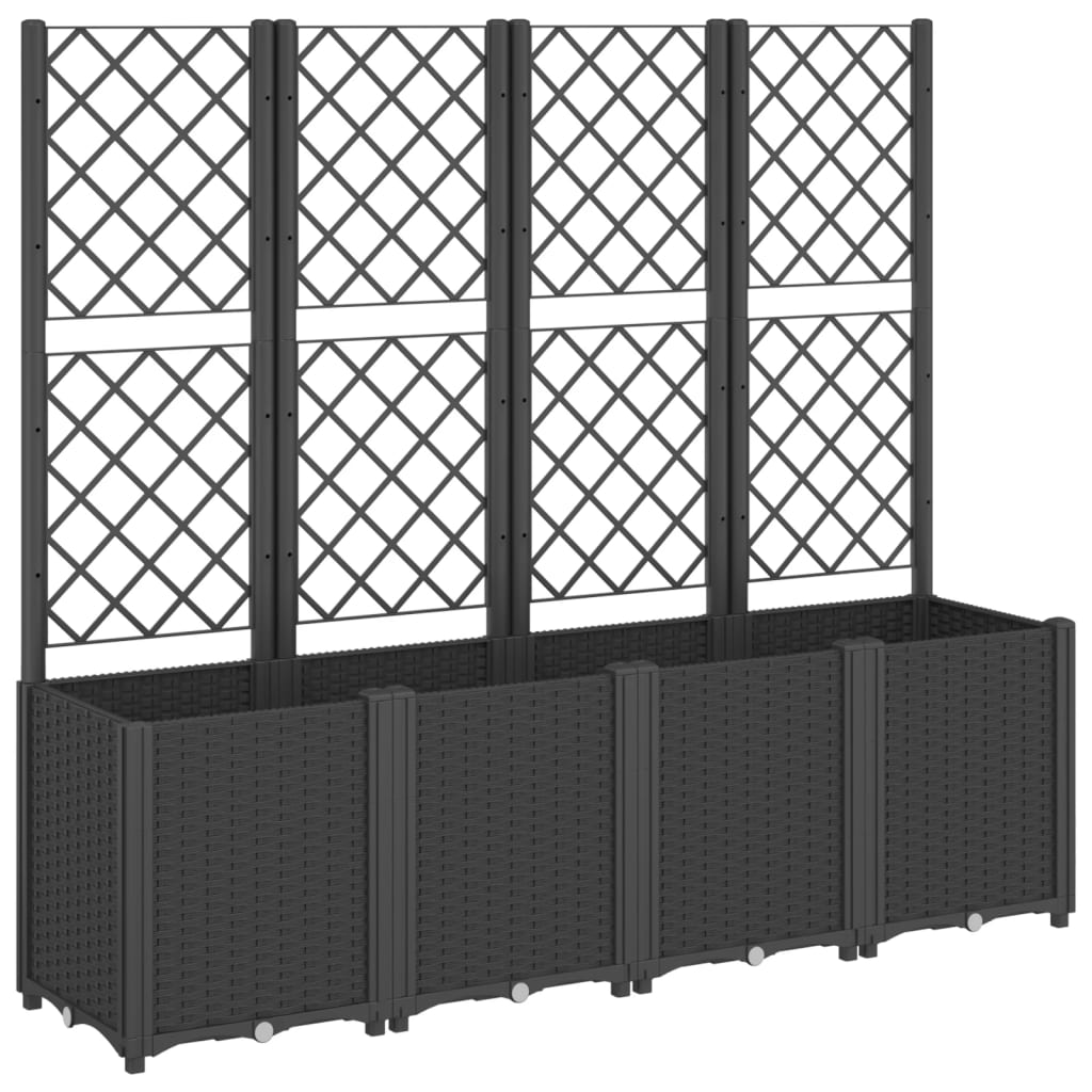 vidaXL Plantenbak met latwerk 160x40x140 cm polypropeen blauwgrijs
