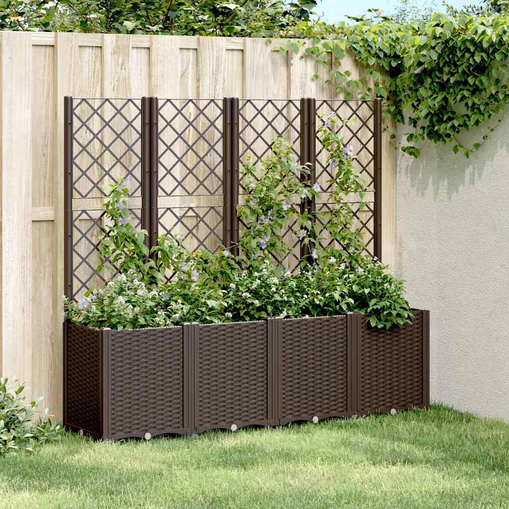 vidaXL Plantenbak met latwerk 160x40x140 cm polypropeen blauwgrijs