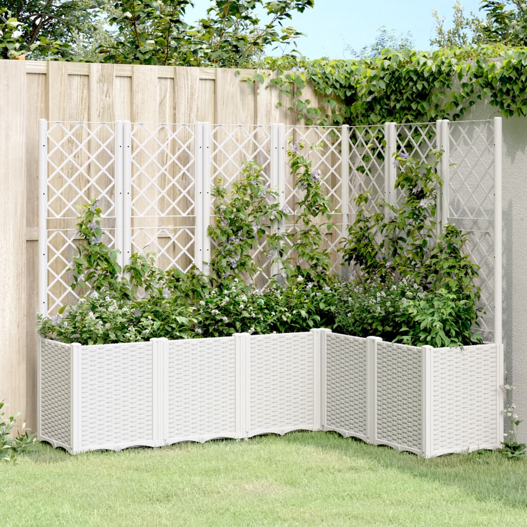 vidaXL Plantenbak met latwerk 160x40x140 cm polypropeen blauwgrijs