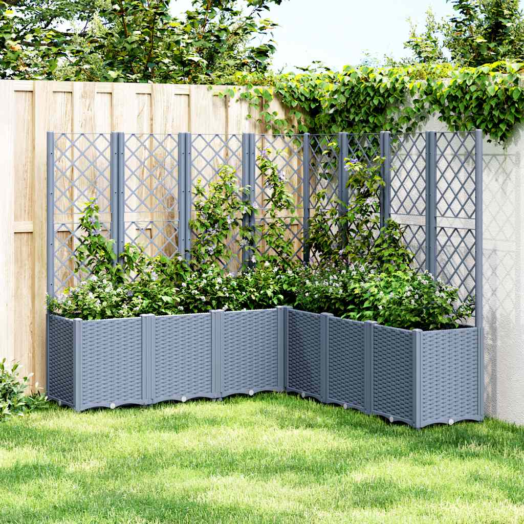 vidaXL Plantenbak met latwerk 160x40x140 cm polypropeen blauwgrijs