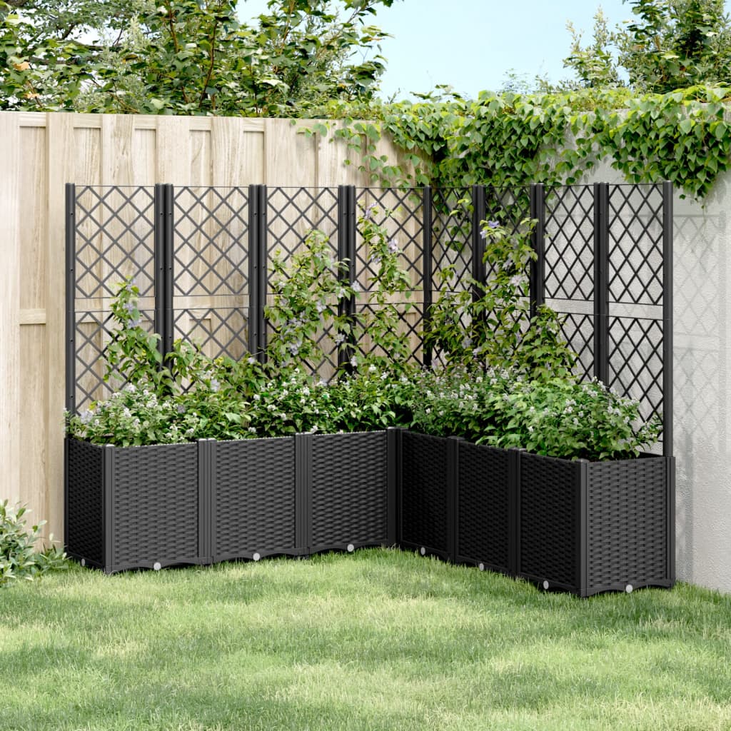 vidaXL Plantenbak met latwerk 160x40x140 cm polypropeen blauwgrijs