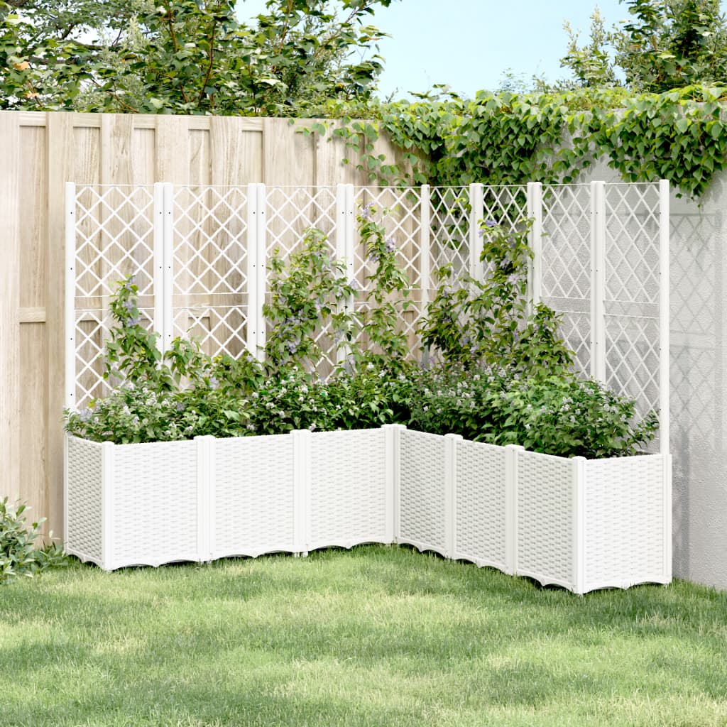 vidaXL Plantenbak met latwerk 160x40x140 cm polypropeen blauwgrijs