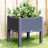vidaXL Plantenbak met poten 40x40x42 cm polypropeen blauwgrijs