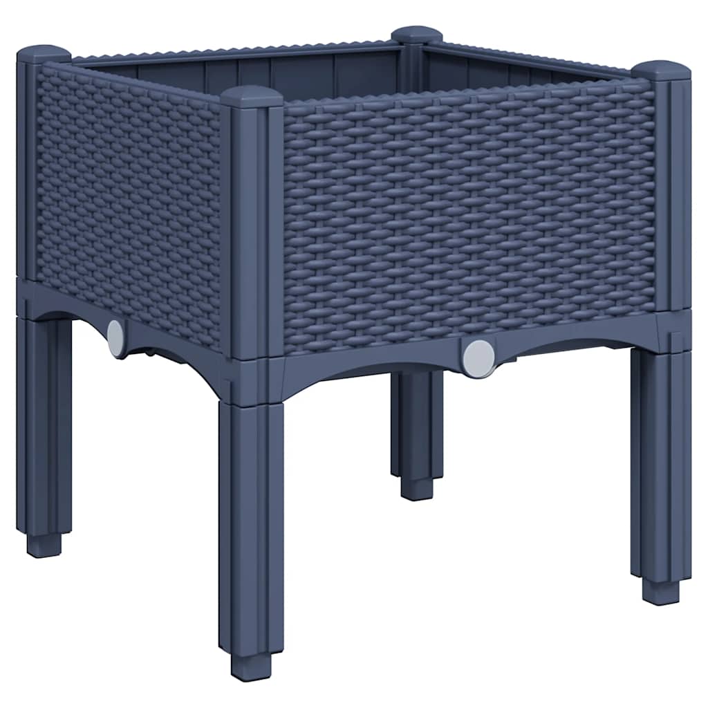 vidaXL Plantenbak met poten 40x40x42 cm polypropeen blauwgrijs