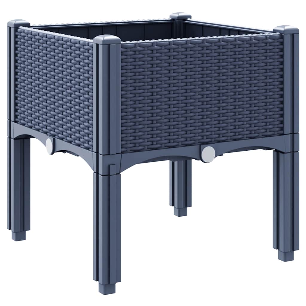 vidaXL Plantenbak met poten 40x40x42 cm polypropeen blauwgrijs