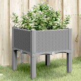 vidaXL Plantenbak met poten 40x40x42 cm polypropeen blauwgrijs