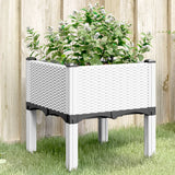 vidaXL Plantenbak met poten 40x40x42 cm polypropeen blauwgrijs