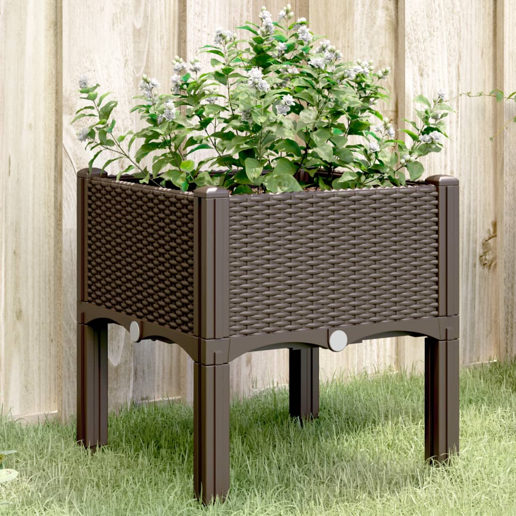 vidaXL Plantenbak met poten 40x40x42 cm polypropeen blauwgrijs