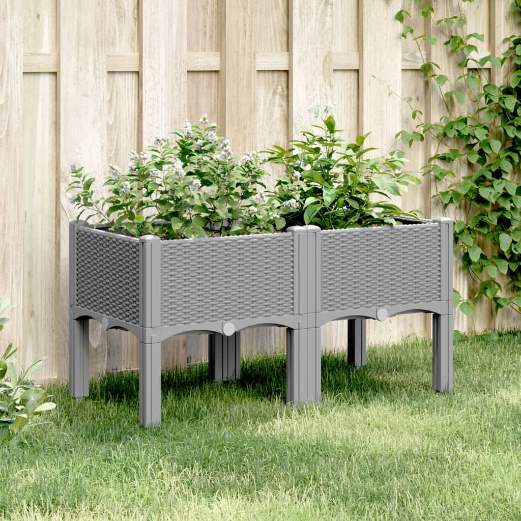 vidaXL Plantenbak met poten 40x40x42 cm polypropeen blauwgrijs