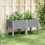 vidaXL Plantenbak met poten 40x40x42 cm polypropeen blauwgrijs