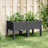 vidaXL Plantenbak met poten 40x40x42 cm polypropeen blauwgrijs