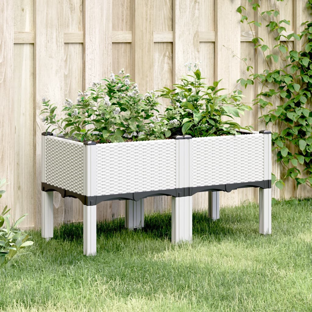 vidaXL Plantenbak met poten 40x40x42 cm polypropeen blauwgrijs