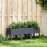 vidaXL Plantenbak met poten 40x40x42 cm polypropeen blauwgrijs