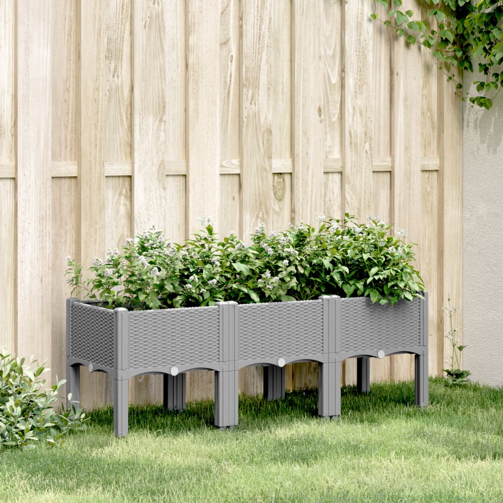 vidaXL Plantenbak met poten 40x40x42 cm polypropeen blauwgrijs