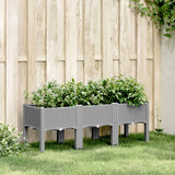 vidaXL Plantenbak met poten 40x40x42 cm polypropeen blauwgrijs