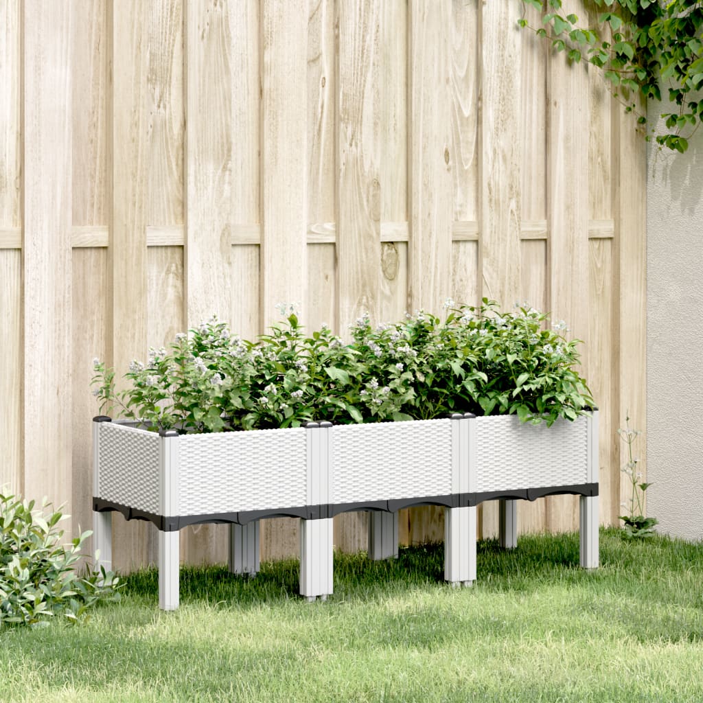 vidaXL Plantenbak met poten 40x40x42 cm polypropeen blauwgrijs