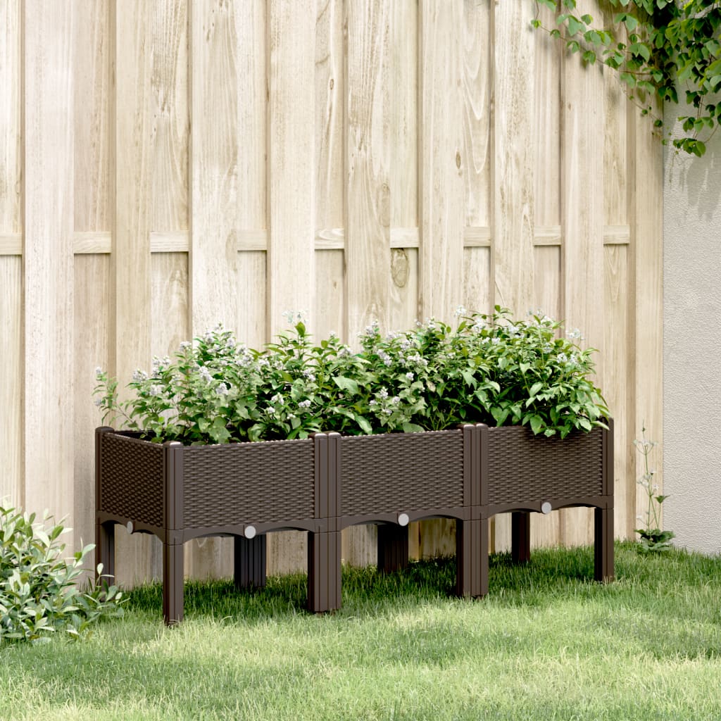 vidaXL Plantenbak met poten 40x40x42 cm polypropeen blauwgrijs