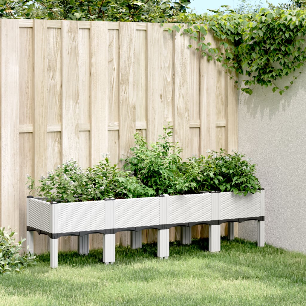 vidaXL Plantenbak met poten 40x40x42 cm polypropeen blauwgrijs