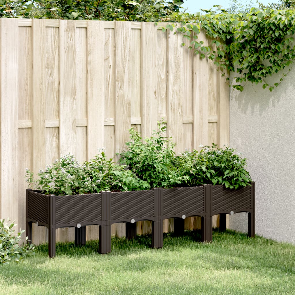 vidaXL Plantenbak met poten 40x40x42 cm polypropeen blauwgrijs