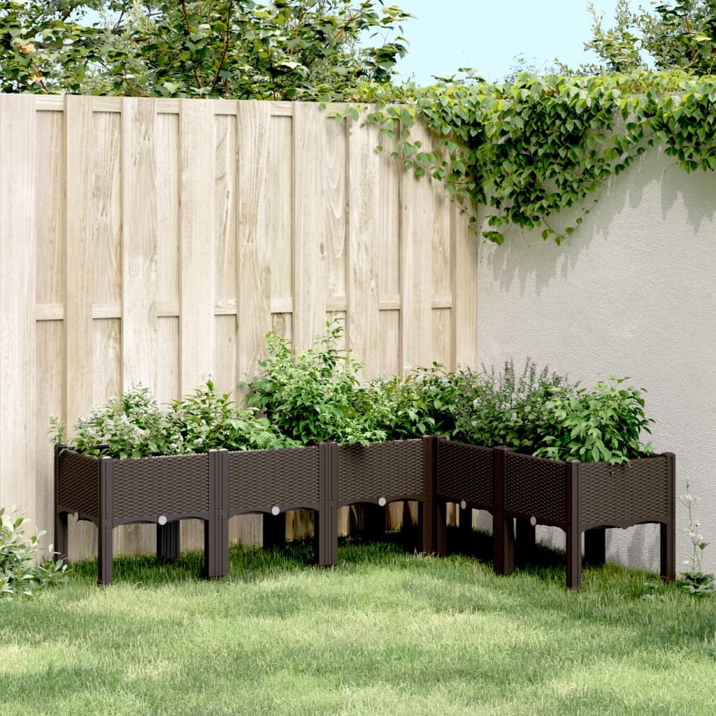 vidaXL Plantenbak met poten 40x40x42 cm polypropeen blauwgrijs