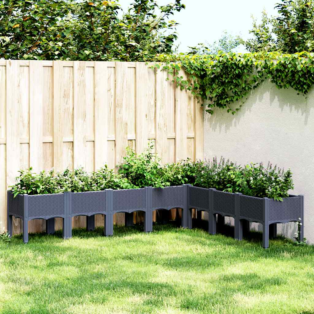vidaXL Plantenbak met poten 40x40x42 cm polypropeen blauwgrijs