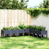 vidaXL Plantenbak met poten 40x40x42 cm polypropeen blauwgrijs