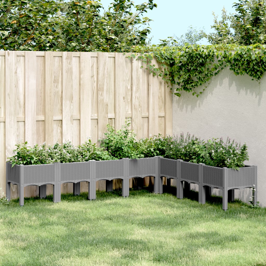 vidaXL Plantenbak met poten 40x40x42 cm polypropeen blauwgrijs
