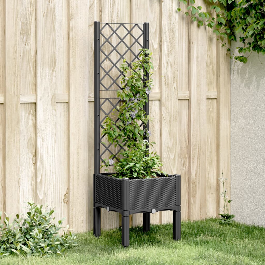 vidaXL Plantenbak met latwerk 40x40x142 cm polypropeen blauwgrijs