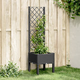 vidaXL Plantenbak met latwerk 40x40x142 cm polypropeen blauwgrijs