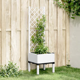 vidaXL Plantenbak met latwerk 40x40x142 cm polypropeen blauwgrijs