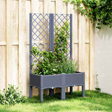 vidaXL Plantenbak met latwerk 40x40x142 cm polypropeen blauwgrijs