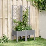 vidaXL Plantenbak met latwerk 40x40x142 cm polypropeen blauwgrijs