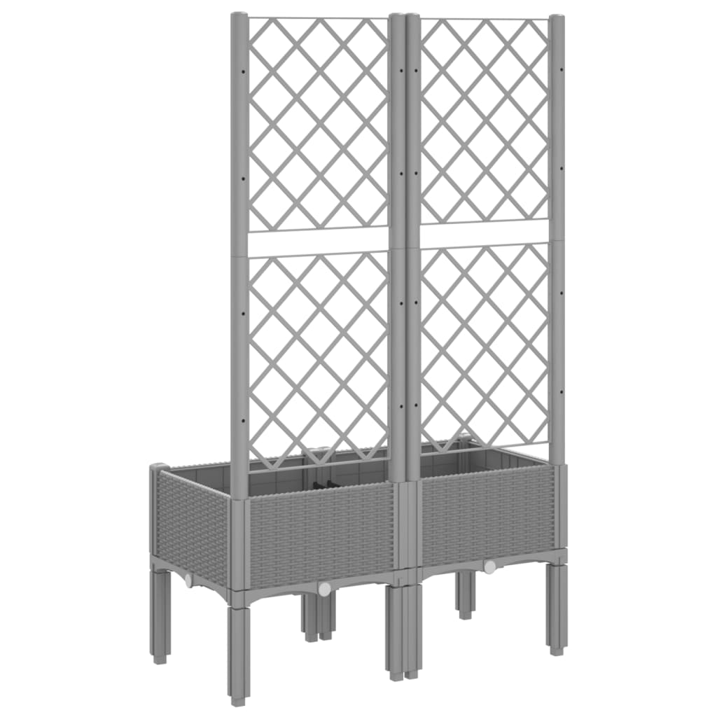 vidaXL Plantenbak met latwerk 40x40x142 cm polypropeen blauwgrijs