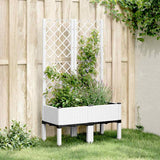 vidaXL Plantenbak met latwerk 40x40x142 cm polypropeen blauwgrijs