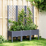 vidaXL Plantenbak met latwerk 40x40x142 cm polypropeen blauwgrijs