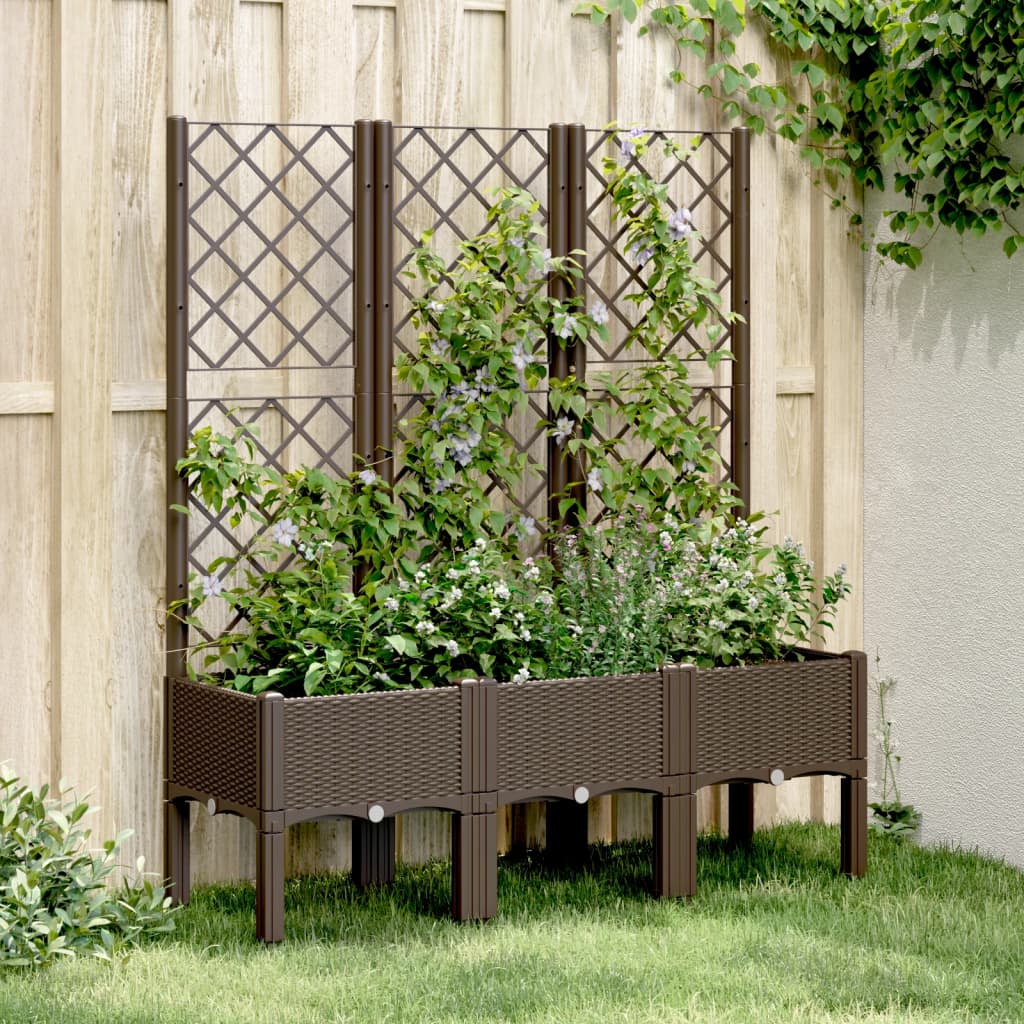 vidaXL Plantenbak met latwerk 40x40x142 cm polypropeen blauwgrijs