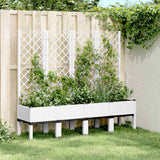 vidaXL Plantenbak met latwerk 40x40x142 cm polypropeen blauwgrijs