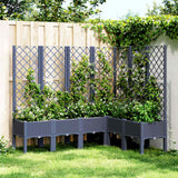 vidaXL Plantenbak met latwerk 40x40x142 cm polypropeen blauwgrijs