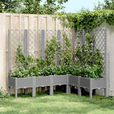 vidaXL Plantenbak met latwerk 40x40x142 cm polypropeen blauwgrijs