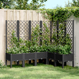 vidaXL Plantenbak met latwerk 40x40x142 cm polypropeen blauwgrijs