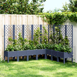 vidaXL Plantenbak met latwerk 40x40x142 cm polypropeen blauwgrijs
