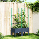 vidaXL Plantenbak met latwerk 40x40x142,5 cm polypropeen blauwgrijs