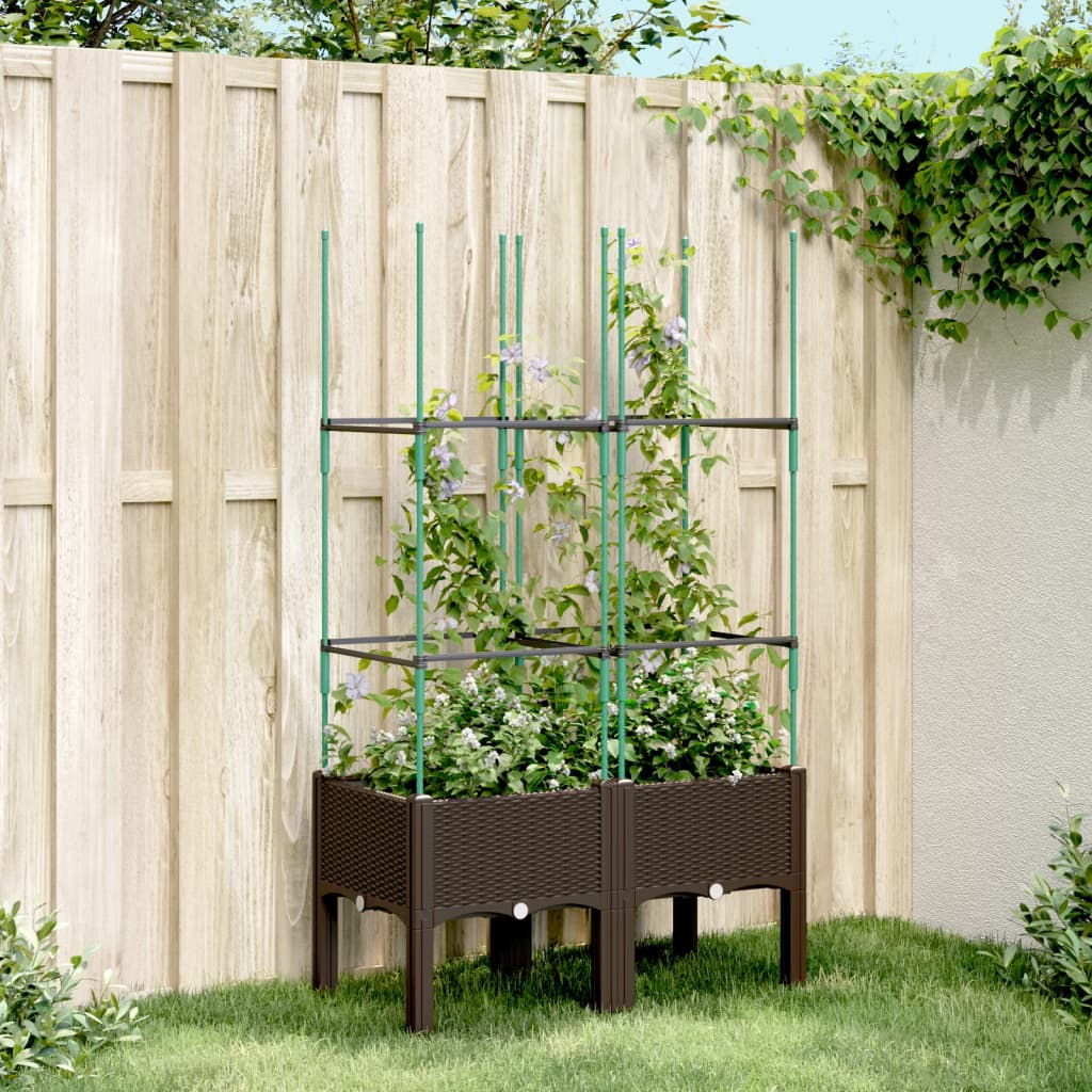 vidaXL Plantenbak met latwerk 40x40x142,5 cm polypropeen blauwgrijs