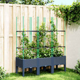 vidaXL Plantenbak met latwerk 40x40x142,5 cm polypropeen blauwgrijs
