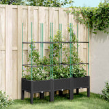 vidaXL Plantenbak met latwerk 40x40x142,5 cm polypropeen blauwgrijs