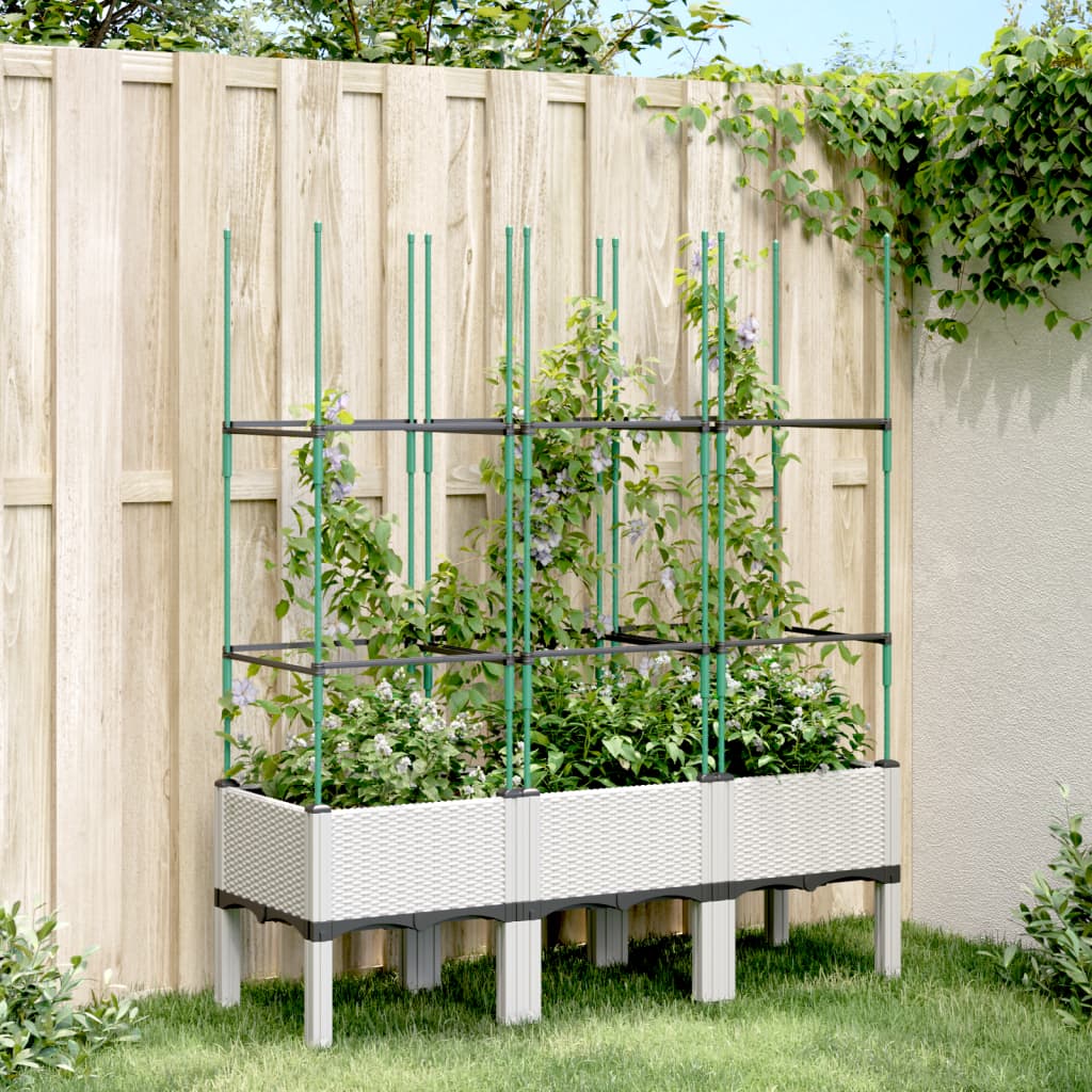 vidaXL Plantenbak met latwerk 40x40x142,5 cm polypropeen blauwgrijs