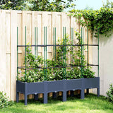vidaXL Plantenbak met latwerk 40x40x142,5 cm polypropeen blauwgrijs