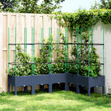 vidaXL Plantenbak met latwerk 40x40x142,5 cm polypropeen blauwgrijs