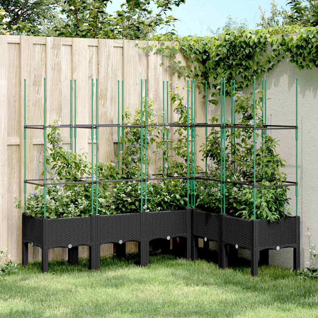 vidaXL Plantenbak met latwerk 40x40x142,5 cm polypropeen blauwgrijs